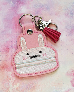 ITH Digital Embroidery Pattern for Macaroon Bunny Snap Tab / Key Chain, 4X4 Hoop