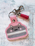 ITH Digital Embroidery Pattern for Macaroon Cat Snap Tab / Key Chain, 4X4 Hoop