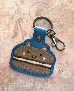 ITH Digital Embroidery Pattern for Macaroon Bear Snap Tab / Key Chain, 4X4 Hoop