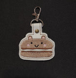 ITH Digital Embroidery Pattern for Macaroon Bear Snap Tab / Key Chain, 4X4 Hoop