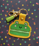 ITH Digital Embroidery Pattern for Macaroon Frog Snap Tab / Key Chain, 4X4 Hoop