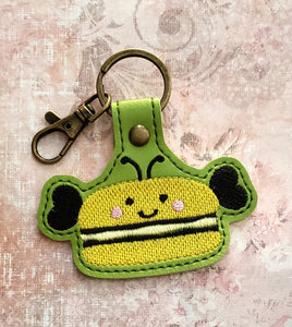 ITH Digital Embroidery Pattern for Macaroon Bee Snap Tab / Key Chain, 4X4 Hoop