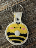 ITH Digital Embroidery Pattern for Donut Bee Snap Tab / Key Chain, 4X4 Hoop