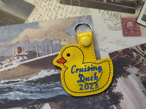 ITH Digital Embroidery Pattern for Cruising Duck Snap Tab / Key Chain, 4X4 Hoop