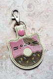 ITH Digital Embroidery Pattern for Donut Animals Set of 6 Snap Tabs / Key Chains. 4X4 Hoop