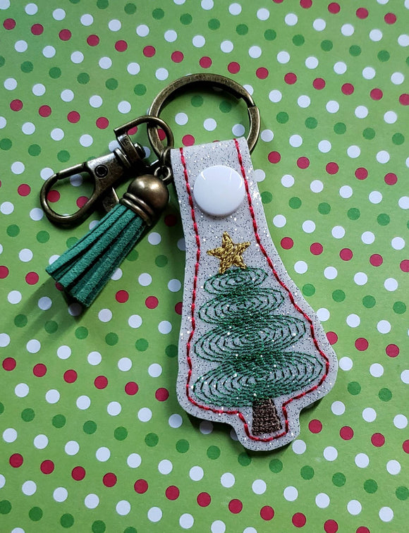 ITH Digital Embroidery Pattern for Spiral Tier Tree Snap Tab / Key Chain, 4X4 Hoop