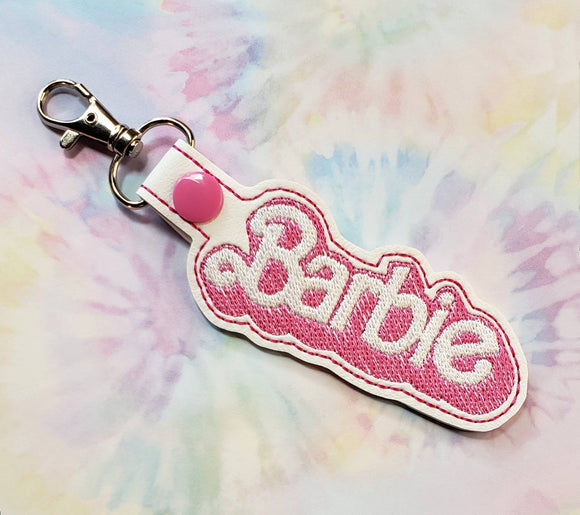 ITH Digital Embroidery Pattern for Barbie Snap Tab / Key Chain, 4X4 Hoop
