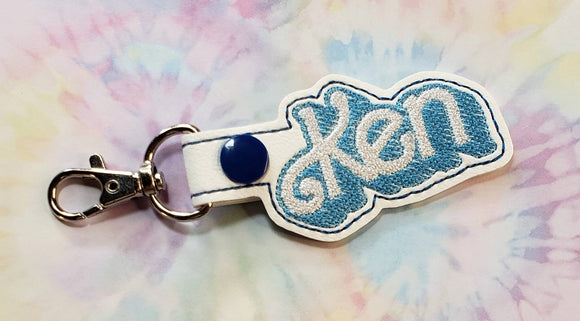 ITH Digital Embroidery Pattern for Ken Snap Tab / Key Chain, 4X4 Hoop