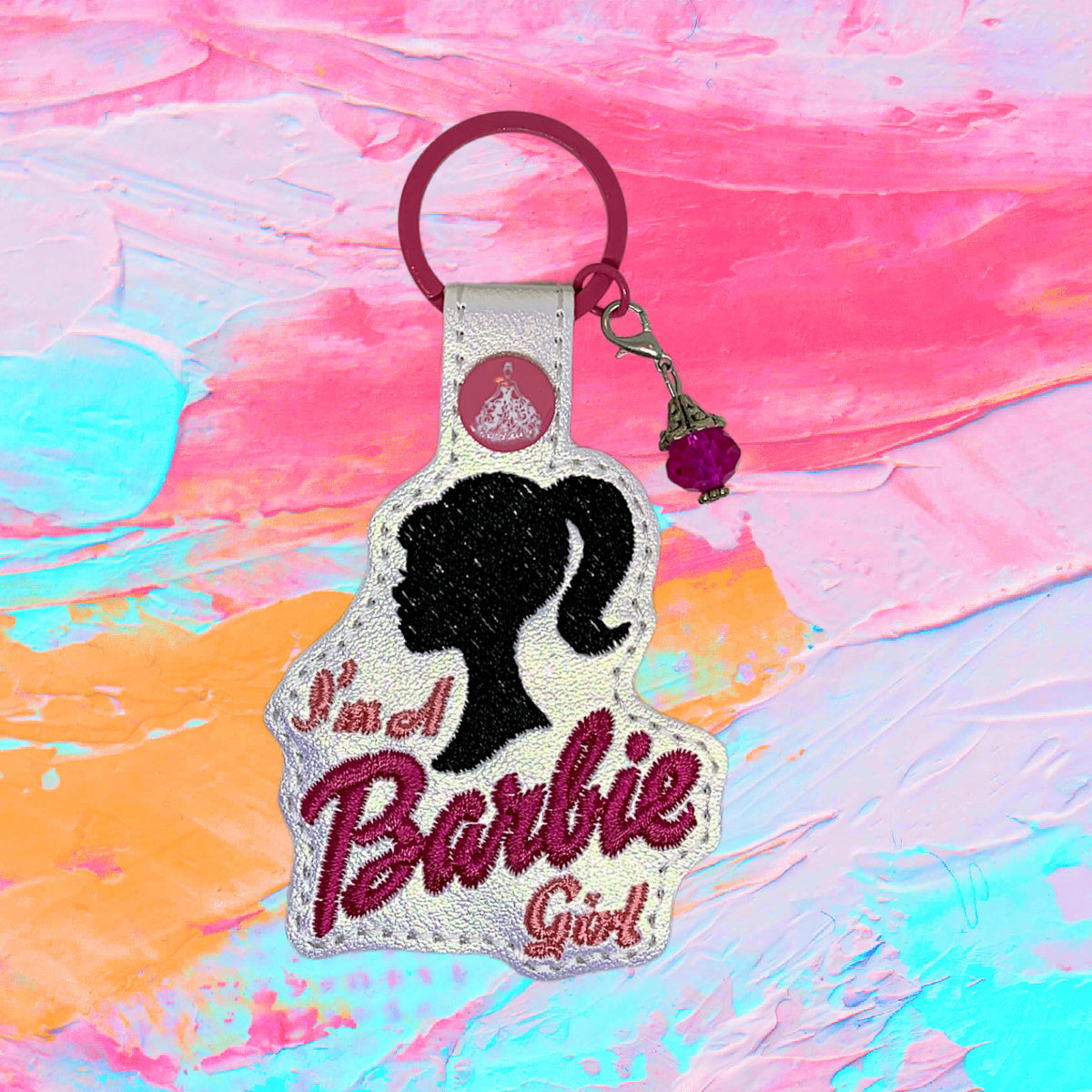 kaos tidsskrift Skinnende ITH Digital Embroidery Pattern for I'm a Barbie Girl Snap Tab / Key Ch –  Bad Bobbin