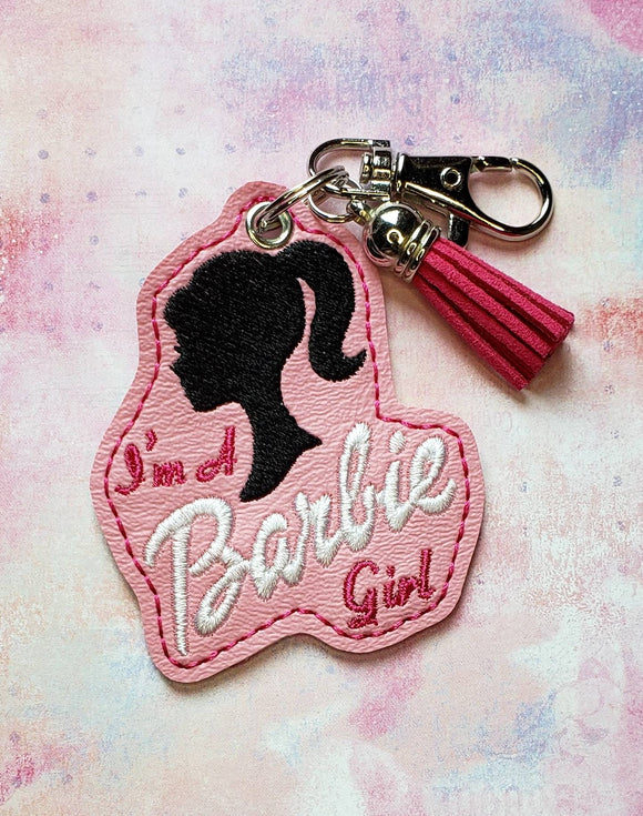 ITH Digital Embroidery Pattern for I'm a Barbie Girl Eyelet Key Chain, 4X4 Hoop