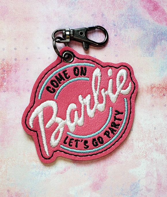 ITH Digital Embroidery Pattern for Come on Barb Let's Party Eyelet Key Chain, 4X4 Hoop