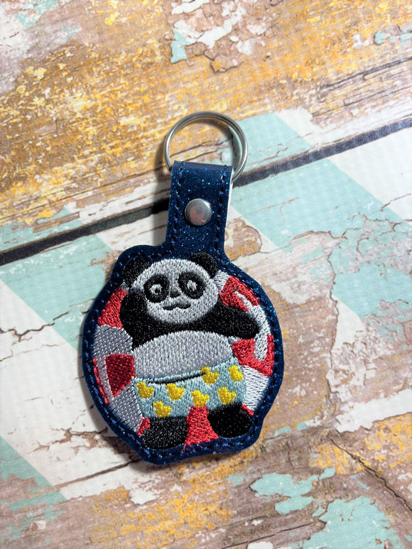 ITH Digital Embroidery Pattern for Panda On Float Snap Tab / Key Chain, 4X4 Hoop