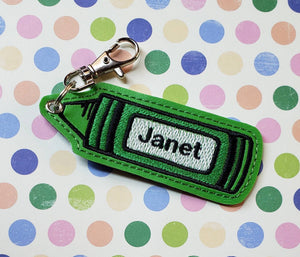 ITH Digital Embroidery Pattern for Crayon Add Name Eyelet Key Chain, 4X4 Hoop