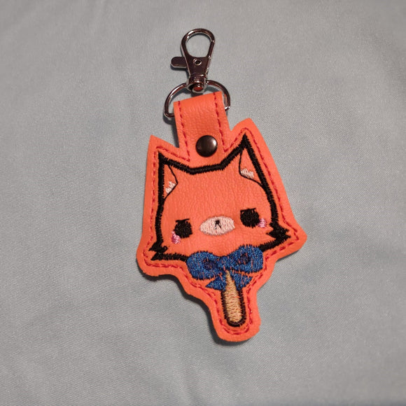 ITH Digital Embroidery Pattern for Fox Popsicle Snap Tab / Key Chain, 4X4 Hoop