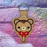 ITH Digital Embroidery Pattern for Bear Popsicle Snap Tab / Key Chain, 4X4 Hoop