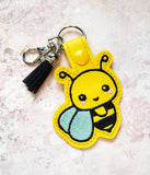 ITH Digital Embroidery Pattern for Set of 4 Bee Snap Tab / Key Chains, 4X4 Hoop