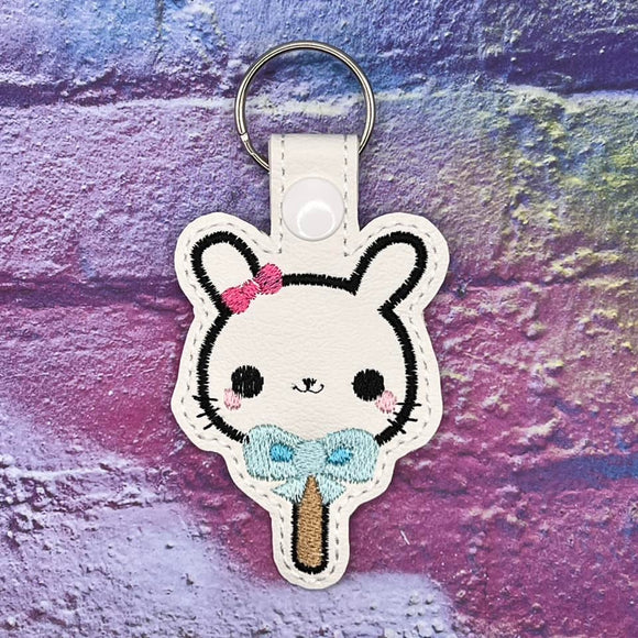 ITH Digital Embroidery Pattern for Bunny Popsicle Snap Tab / Key Chain, 4X4 Hoop