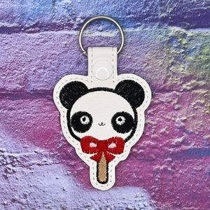 ITH Digital Embroidery Pattern for Panda Popsicle Snap Tab / Key Chain, 4X4 Hoop