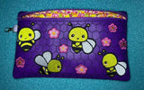 ITH Digital Embroidery Pattern for Happy Bee's 6X10 Lined Zipper Bag, 6X10 Hoop