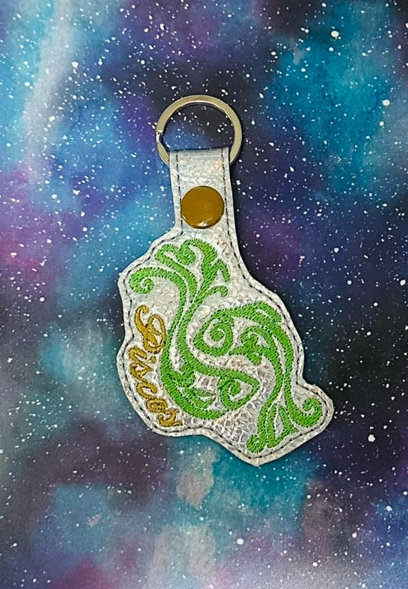 ITH Digital Embroidery Pattern for Pisces Zodiac Snap Tab / Key Chain, 4X4 Hoop