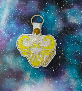 ITH Digital Embroidery Pattern for Taurus Zodiac Snap Tab / Key Chain, 4X4 Hoop