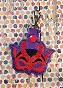 ITH Digital Embroidery Pattern for Devil Mask Snap Tab / Key Chain, 4X4 Hoop