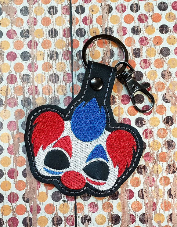 ITH Digital Embroidery Pattern for Clown Mask Snap Tab / Key Chain, 4X4 Hoop