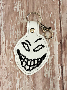 ITH Digital Embroidery Pattern for Disturbed Face Snap Tab / Key Chain, 4X4 Hoop