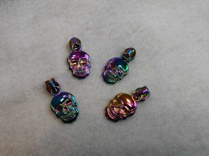 #5 Rainbow Skull Zipper Pulls / Slides Set of 4