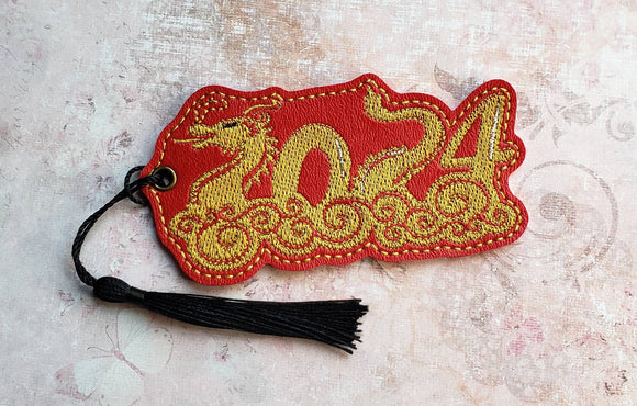 ITH Digital Embroidery Pattern for Dragon 2024 Bookmark, 4X4 Hoop
