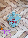 ITH Digital Embroidery Pattern for Mick Valentine Cookie I'm Yours Snap Tab . Key Chain, 4X4 Hoop