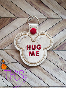 ITH Digital Embroidery Pattern for Mick Valentine Cookie Hug Me Snap Tab / Key Chain, 4X4 Hoop