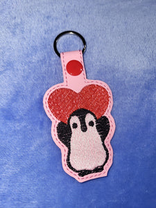 ITH Digital Embroidery Pattern for Penguin Proud Love Snap Tab / Key Chain, 4X4 Hoop