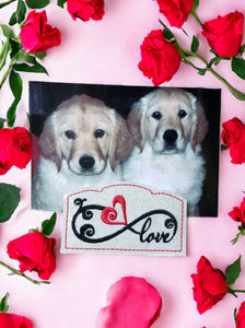 ITH Digital Embroidery Pattern for Infinity Love  Note/Photo Holder, 4X4 Hoop