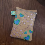 ITH Digital Embroidery Pattern for Netted Heart 5X7 Tall Lined Zipper Bag. 5X7 Hoop