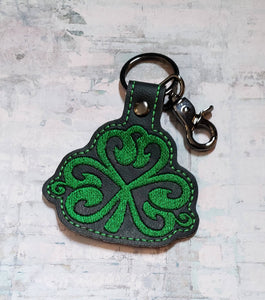 ITH Digital Embroidery Pattern for Shamrock 1 Snap Tab / Key Chain, 4X4 Hoop
