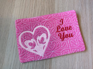 ITH Digital Embroidery Pattern for I Love You Heart 1 Mug Rug 4.25X6.25 , 5X7 Hoop