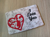 ITH Digital Embroidery Pattern for I Love You Hearts Bundle of 4 Mug Rug 4.25 X 6.25. - 5X7 Hoop