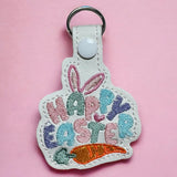 ITH Digital Embroidery Pattern for Happy Easter Snap Tab / Key Chain, 4X4 Hoop