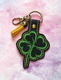 ITH Digital Embroidery Pattern for Loving Clover Snap Tab / Key Chain, 4X4 Hoop