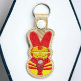 ITH Digital Embroidery Pattern for Ironman Peep Snap Tab / Key Chain,  4X4 Hoop