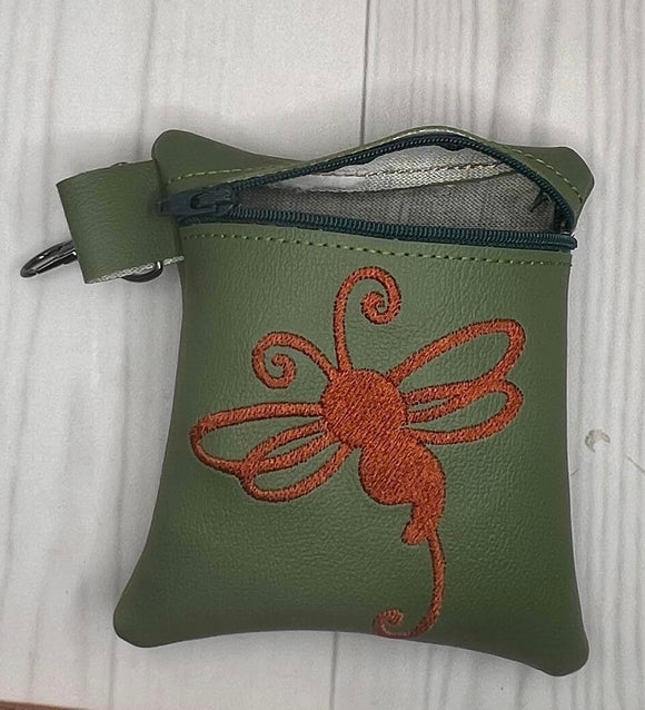 ITH Digital Embroidery Pattern for Semicolon Dragonfly Cash/Card Tall  4.5 X 5 Zipper Pouch, 5X7 Hoop