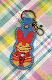 ITH Digital Embroidery Pattern for Ironman Peep Snap Tab / Key Chain,  4X4 Hoop