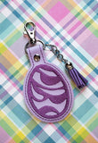 ITH Digital Embroidery Pattern for Swirl Psych Egg IV Snap Tab / Key Chain, 4X4 Hoop