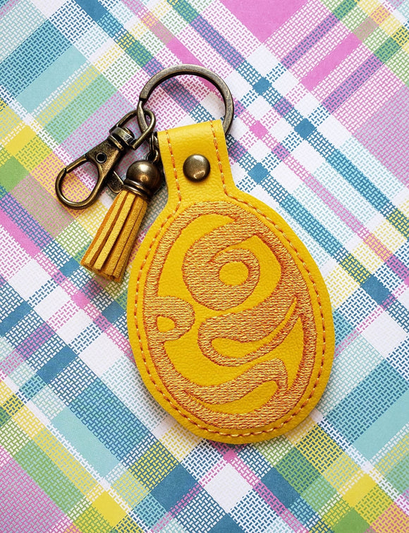 ITH Digital Embroidery Pattern for Swirl Psych Egg I Snap Tab / Key Chain, 4X4 Hoop
