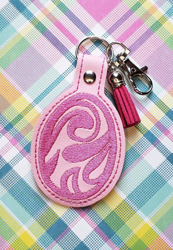 ITH Digital Embroidery Pattern for Swirl Psych Egg III Snap Tab ? Key Chain, 4X4 Hoop