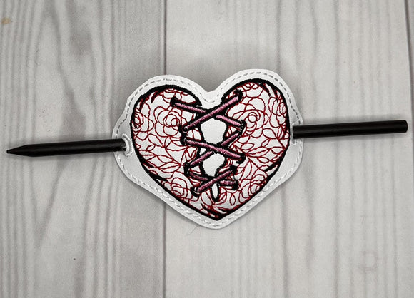 ITH Digital Embroidery Pattern for Mend A Broken Heart Hair Bun Holder, 4X4 Hoop