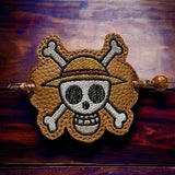 ITH Digital Embroidery Pattern for One Piece Jolly Roger Hair Bun Holder, 4X4 Hoop