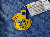 ITH Digital Embroidery Pattern for Cruising Duck 2024 Snap Tab / Key Chain 4X4 Hoop