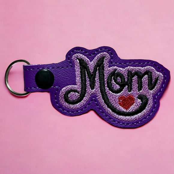 ITH Digital Embroidery Pattern For Mom Layered Snap Tab / Key Chain, 4X4 Hoop